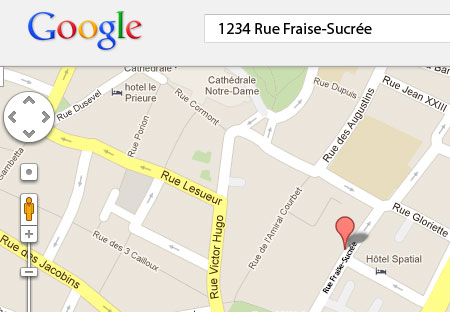 map sur la rue de l'école de cirque
